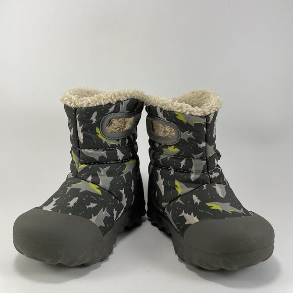 Bogs BMoc Handle Rain Boots Baby Girl Size 7 Sharks Gray Warm Lined Infant - Picture 9 of 11